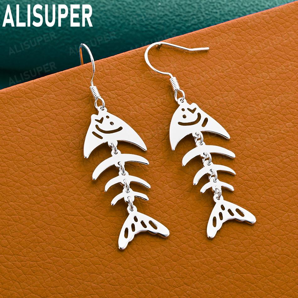 925 Sterling Silver Minimalist Long Fishbone Earrings - Stylish Evening Jewelry
