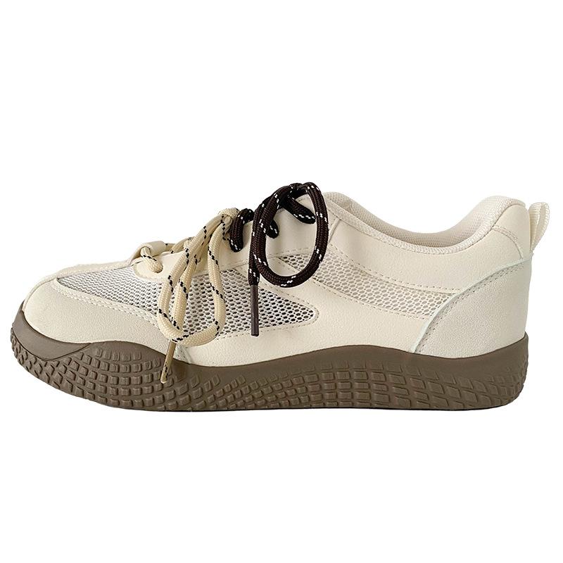 

BE-6868 Латексная стелька/толстая подошва дышащая сетка немецкие тренировочные туфли женская обувь 2025 новая легкая обувь на платформе маленькие белые туфли 40 бежевый