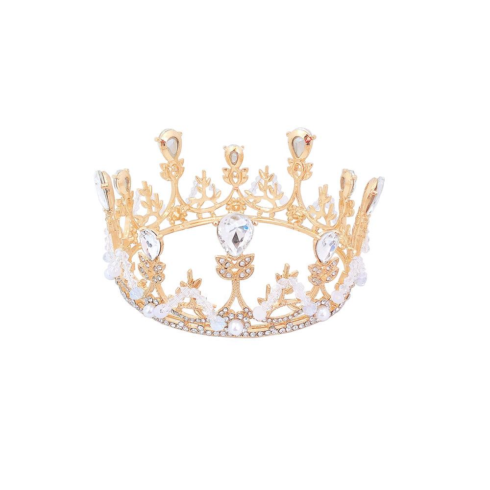 Kinderkrone Tiara Prinzessin Geburtstag Aufführung Laufsteg Schüler Kind Krone Rund Golden Aufführung Mädchen Haarschmuck beige