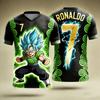 Kids Boys Girls Hip Hop Sports T‑Shirt, Anime Super Saiyan Ronaldo 7 Lightning Print, V‑Neck Summer Short Sleeve Sport Jersey Tee
