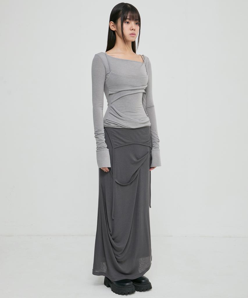 Peulleeoeob Layered Bustier Long Sleeve (Fl-105_Gray)