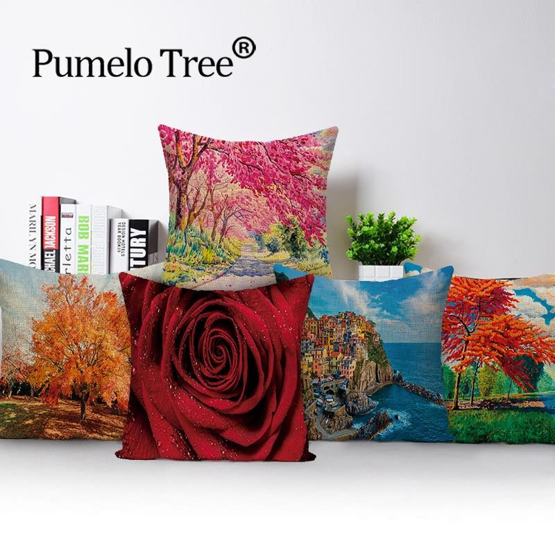 Watercolor Cushion Cover Pillow Case Cotton Flax Retro Sofa Home Decor 45 x 45cm Watercolor Cushion Cover Pillow Case Cotton Flax Retro Sofa Home Decor 45 x 45cm