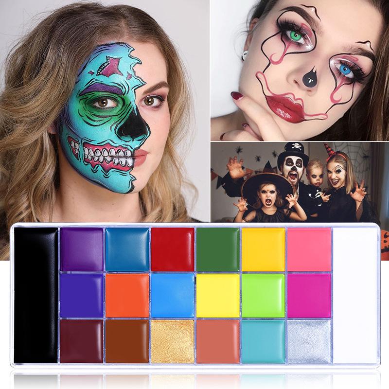Face Paint 10 Colori Per Corpo E Viso | Kit Trucca Bimbi Con Pennello | Solubile Acqua Per Halloween Carnevale Compleanno