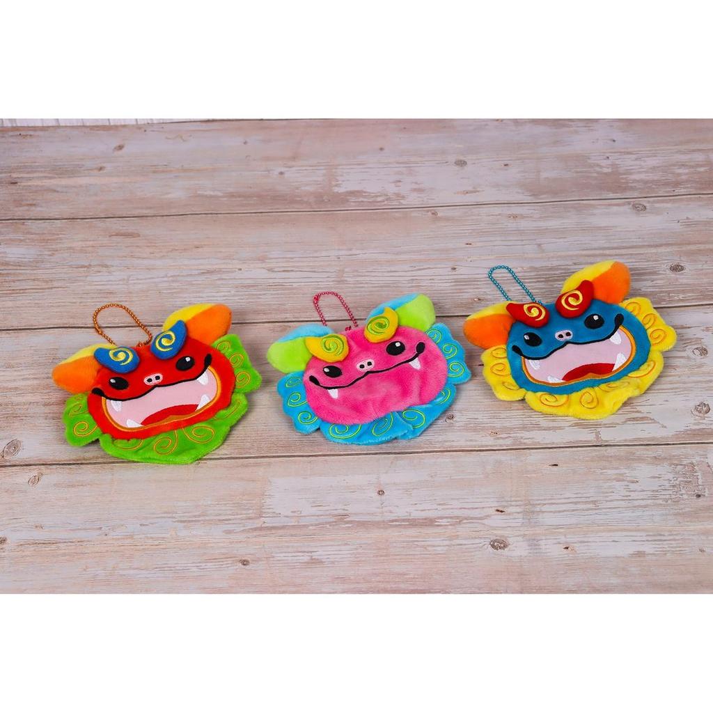 Take-Off Shisa Coin Purse Face Pochette Pink Colorful Plush Coin Case
