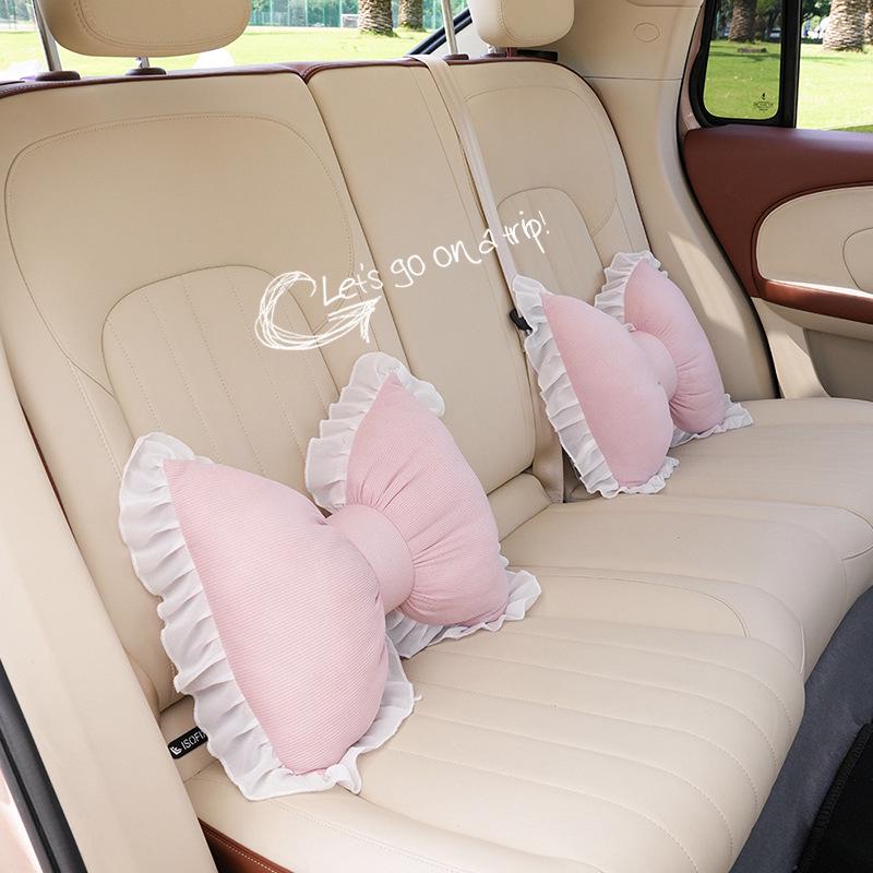 Lace-Edged Butterfly Car Neck & Lumbar Support Pillow - Universal, Comfortable & Breathable for All Seasons