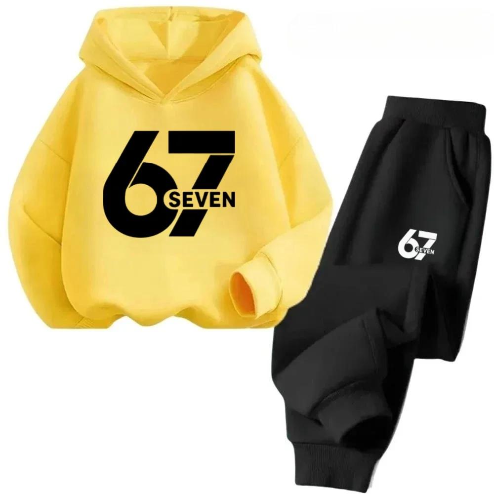 Viral 67 Numble Happy Kids Outfit 4-13Y Casual Fashion Spotts Children Hoodies Set Comfortable Boy Girl Sweatshirt Set Pant Suit