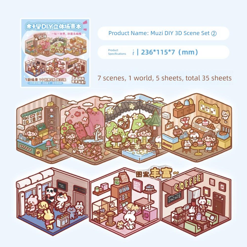 

Мини 3D Пейзаж Наклейка Визуальная Складная Миниатюрная Сцена Коллаж Детские Подарки B