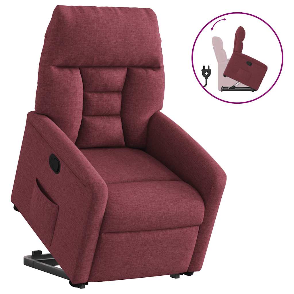 Recliner Chair with Rising Function Burgundy Fabric