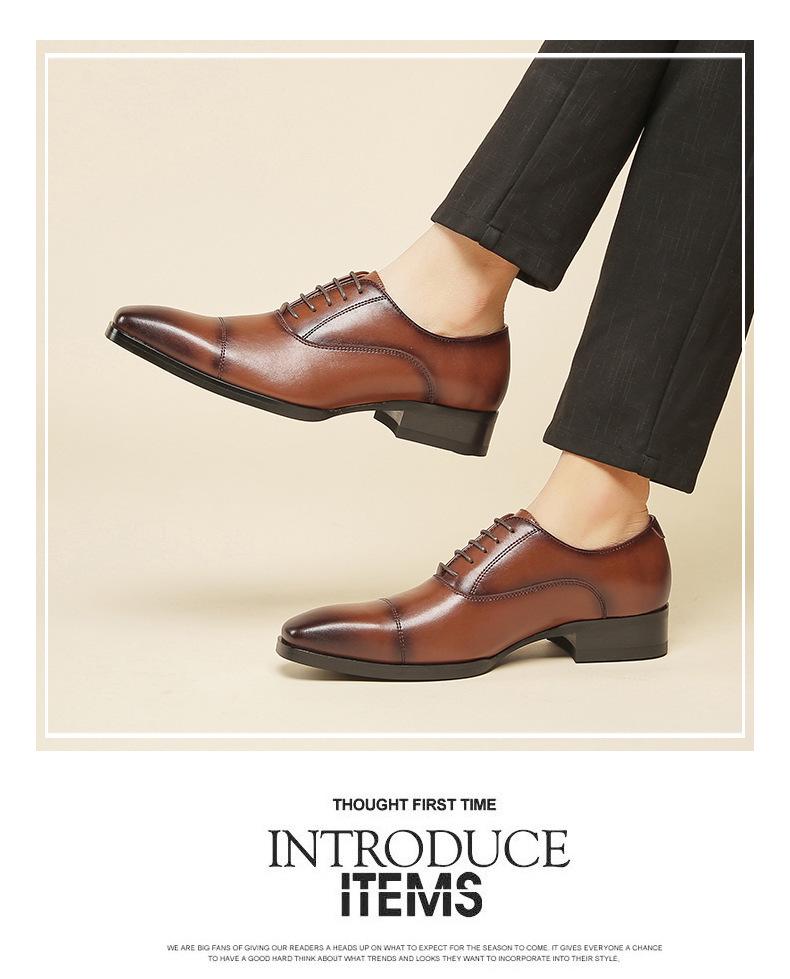 2024 New British Style Men's Leather Derby Shoes - Formal Lace-Up for Business & Office