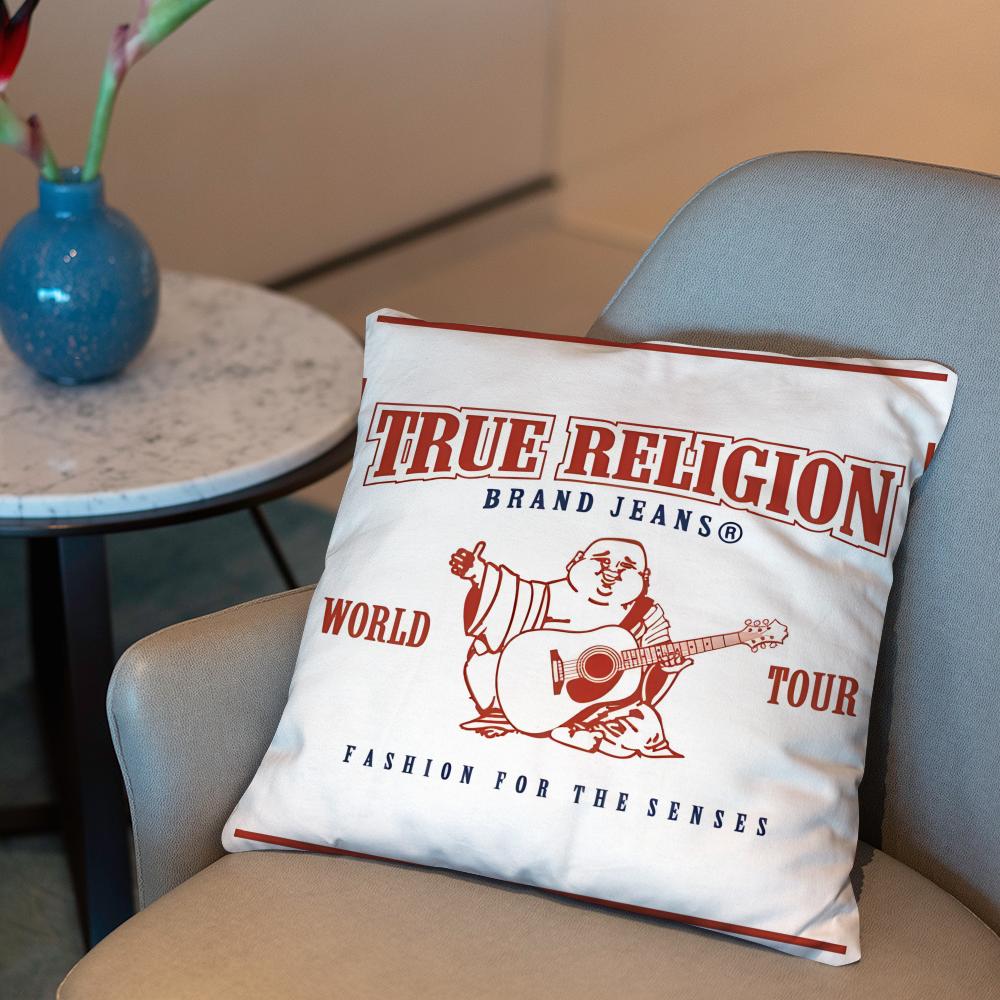 jeans T-True ReligionS logo Cushion Cover 2-in-1 Reversible Plush Pillow Cover | Car/Sofa/Bed | Perfect Gift