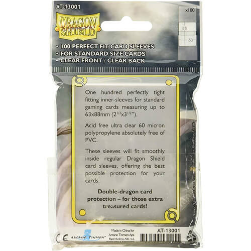 Dragon Shield Clear Card Sleeves Perfect Fit Pakke med 100 stk