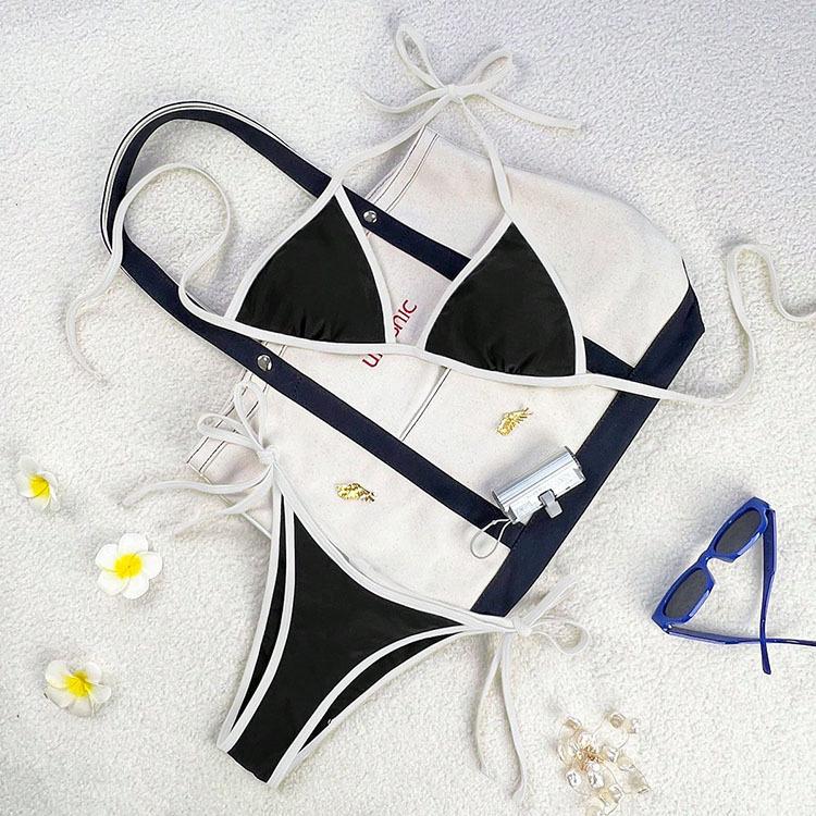 TS JYL-BK035 Solid Tie Back Two-Piece Bikini, High Elastic Comfortable Swimwear For Ladies