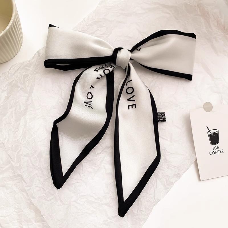 Silk Scarf Headband French Braided Hair Ribbon Versatile Ponytail Streamer Headgear Bag Decoration