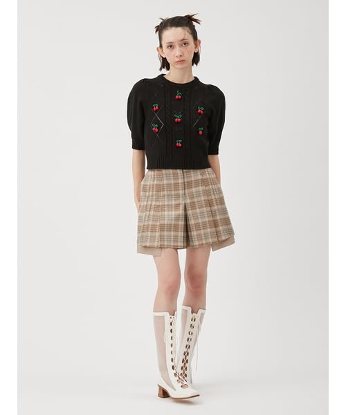 Furfur Cherry Motif Knit Top RWNT251107 Black Women's