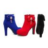 Winter neue Mode Wassertisch High Heel kurze Stiefel dicker Absatz hoch Hochzeitsstiefel
