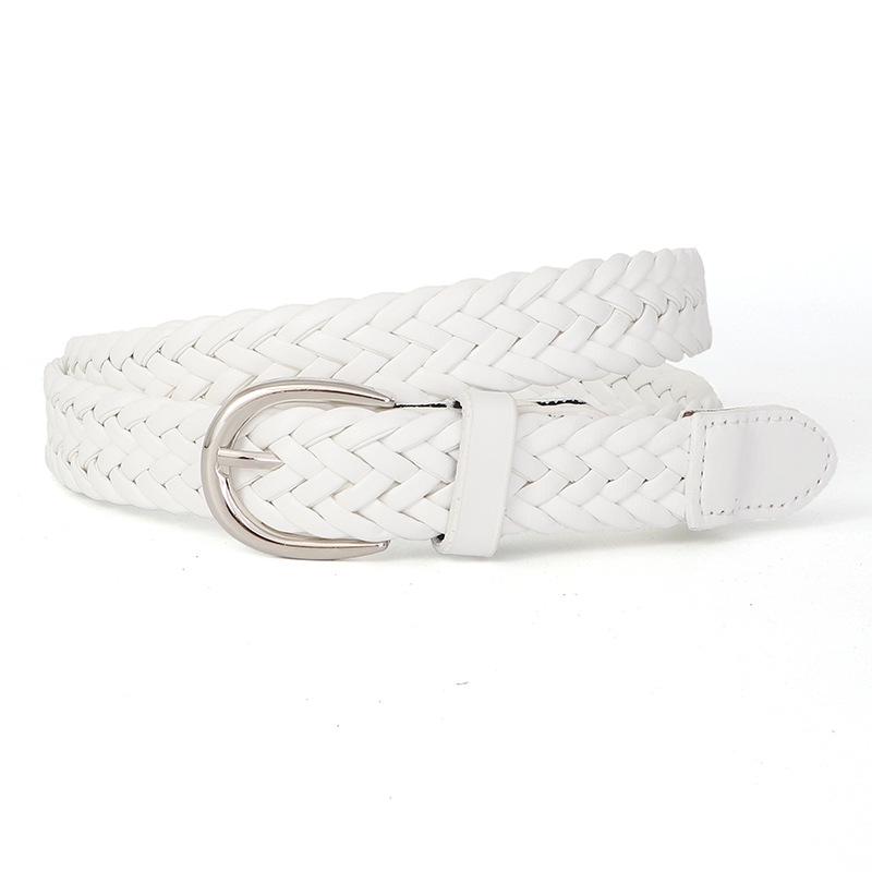 Ladies' Retro Woven PU Leather Thin Belt for Jeans and Dresses