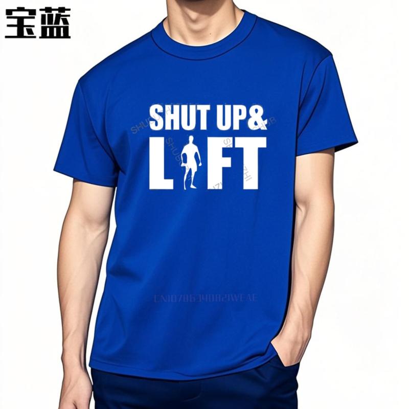 Men Brand Cotton T-Shirt Summer Tshirt Loose Tops Shut Up And Lift Bodybuilding Unisex Funny Hirt Mens Vintage T-shirt T-shirt