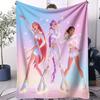K-Pop Throw Blanket Lovely Rumi Mira Zoey Printed Fleece Blanket for Adult Quality Super Warm Blanket for Travel Picnic Home