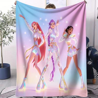 K-Popdeka Roztomilá Rumi Mira Zoey Tištěná Fleecovádeka pro Dospělé Kvalitní Super Hřejivá Deka na Cestování Piknik Domov