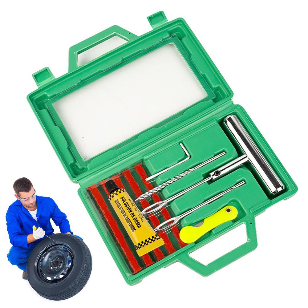 

Car Tire Fix Kit Professional Heavy Duty Wheel Repairing Set Heavy Duty Tire Plug Kit For Trailer RV Truck Automotive Sedan