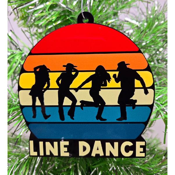 Line Dance Ornament - Country Music Line Dancing Retro Style Ornament