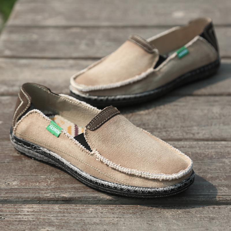 Outdoor Men's Casual Denim Canvas Footwear Fashion Style Designer Loafers Breathable Mens Sneakers Slip On Male Vulcanize Shoes