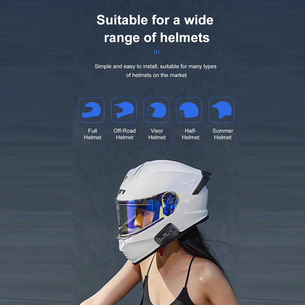 Y11 Wireless Bluetooth5.3 Motorcycle Helmet Headset Handsfree Call Kit Waterproof Music Player Speaker Earphone