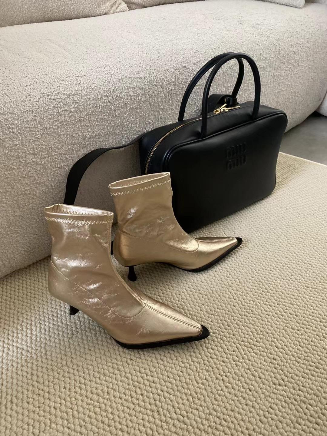 

мода Модные женские ботильоны Челси Ботильоны Красные Золотые Черные Тонкие Высокие Каблуки Осенние Весенние Туфли Женские Туфли-лодочки для вечеринок 39 7.5 золотой