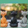 Whimsical Buddha Cat Figurine Hand Painted Resin Collectible Home Decor Gift