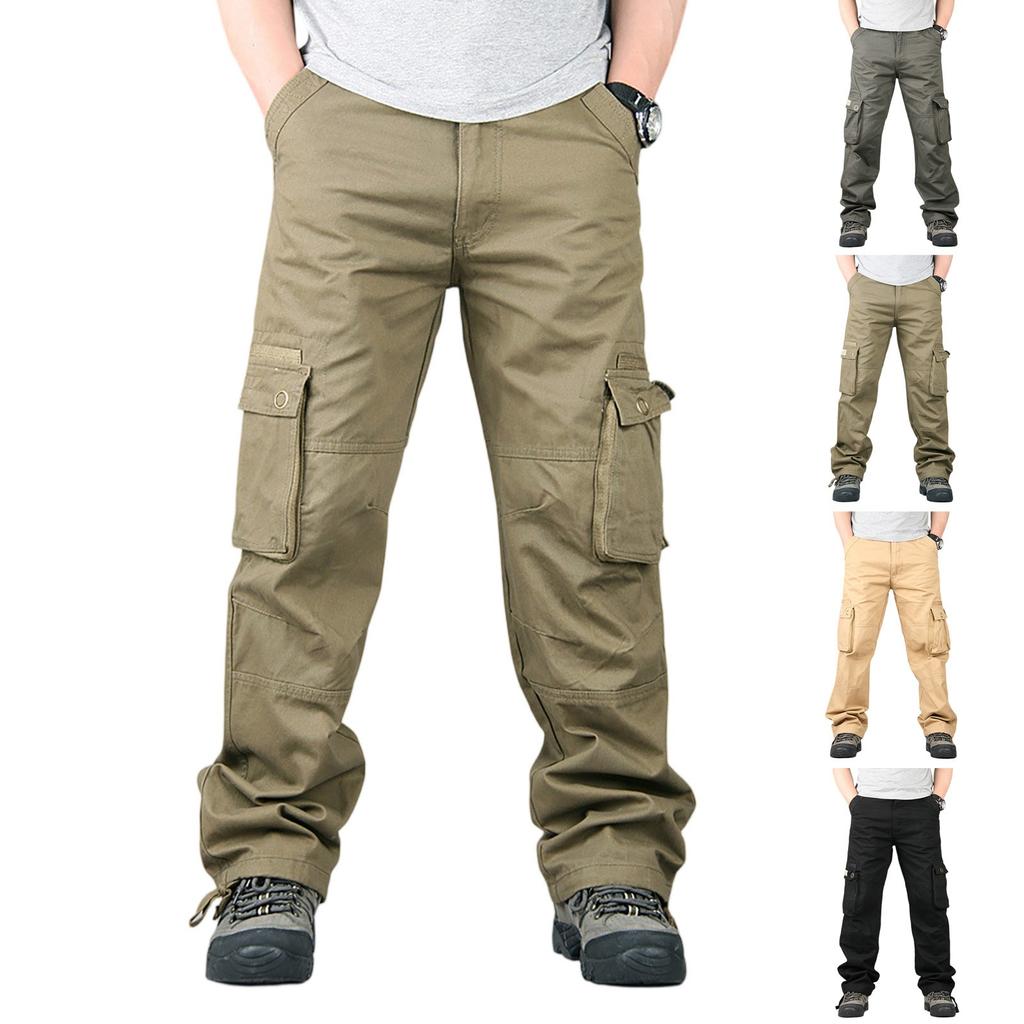 Men's Loose Casual Multi-pocket Work Pants,  Waist Drawstring  Pants