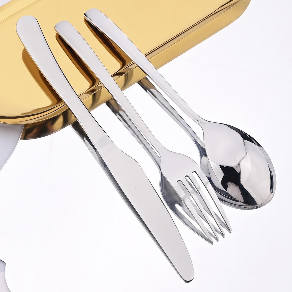 4pcs High-quality Stainless Steel Tableware Set Shiny Silver Flatware Knife Fork Coffee Spoon Dinnerware Set Kitchen Party Silverware
