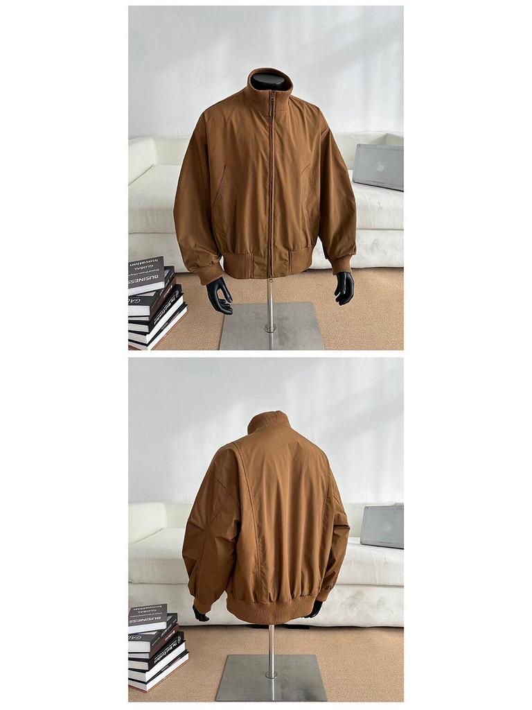 American Retro Men's Oversized Pilot Jacket - Trendy Spring/Autumn Stand Collar Baseball Style