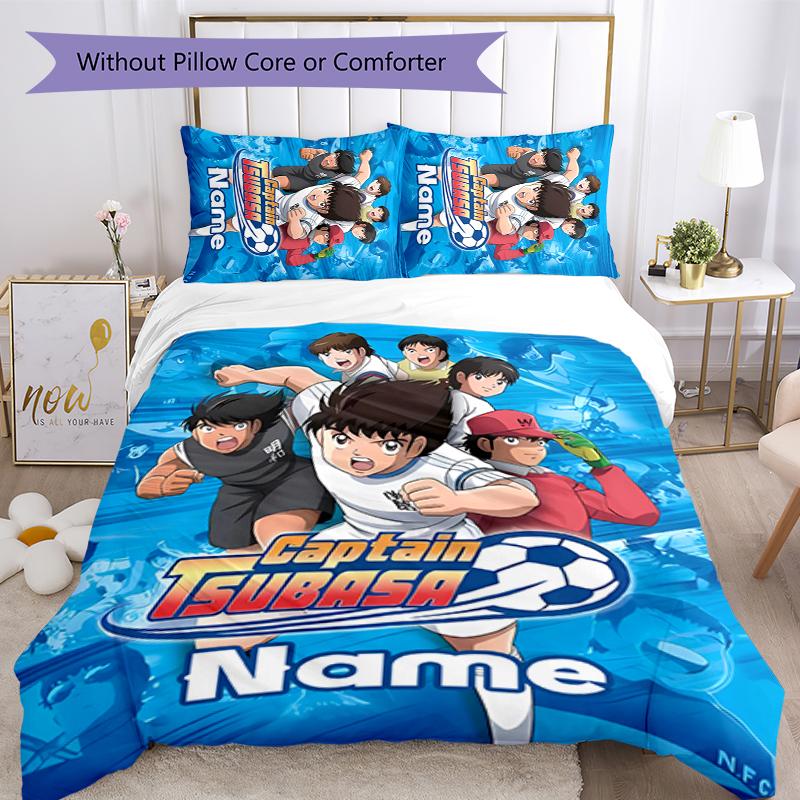 3pcs Custom Name Captain Tsubasa Dream Team Bedding Set Duvet Cover Closure Includes 1 Duvet Cover & 2 Pillowcases for All Seasons Bedroom Decor