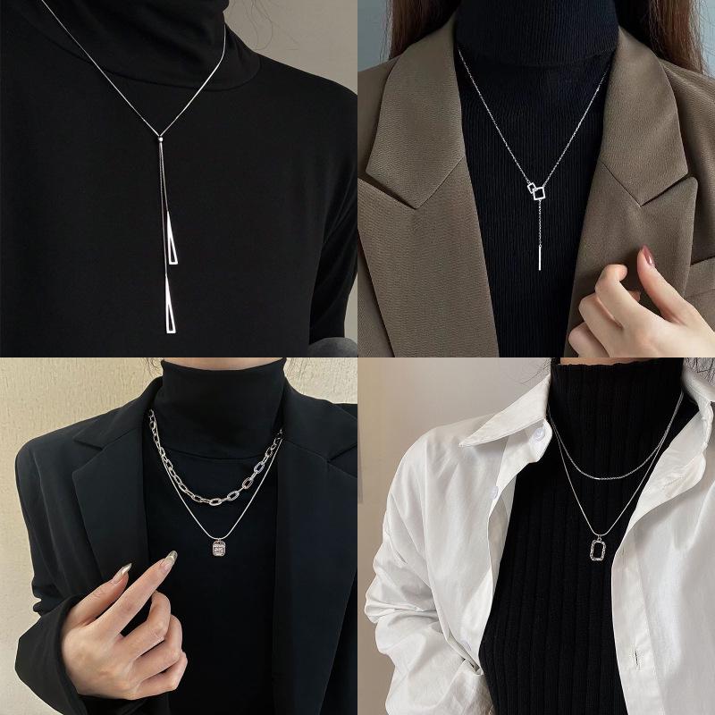 2024 Módní dámský lehký luxusní dlouhý dvouvrstvý náhrdelník - Perfektní podzimní a zimní svetr řetízek doplněk