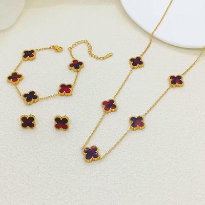 3 STÜCKE 13MM Glücksklee Set Schmuck Armband Vielseitige Mode Halskette Ohrringe 3-teiliges Set