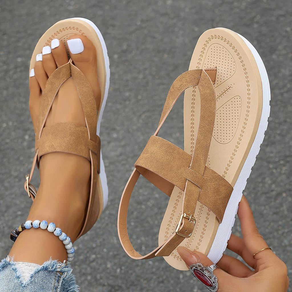 Fashion Women Summer New Flat Sandals Lightweight Non Slip Beach Shoes Woman Platform Buckle Strap Clip Toe Sandals Sandalias Mujer