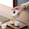 Suet jade white porcelain side handle pot tea set gift box gift business gift