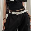 Pu Leather Y2K Jeans Belt Carving Women's Waist Belt Casual Punk Style Belt  Party