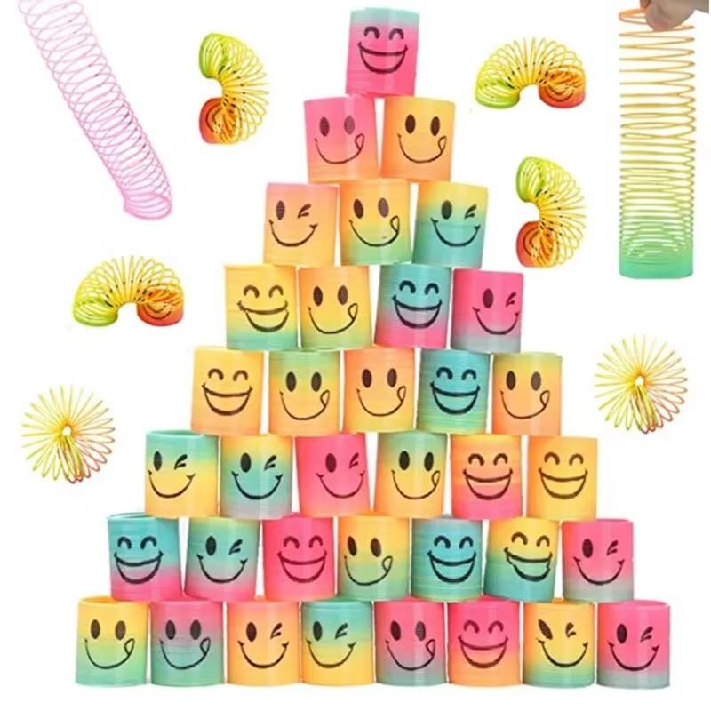 12Pcs/Set Rainbow Stacking Music Nostalgic Puzzle Plastic Small Gift Spring Circlemagic Rainbow Circle For Boys Girls Gift