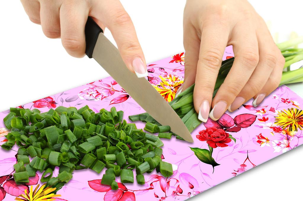 Glass Plate Cutting Board 52X30 Flowers
