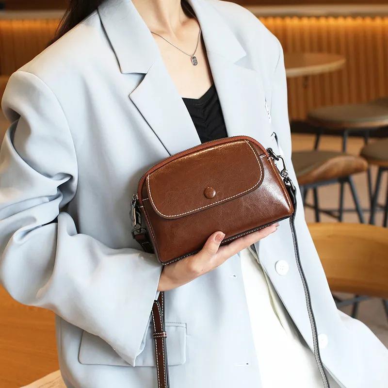 Summer 2026 Women s Genuine Leather Mini Messenger Bag - Trendy Internet Celebrity Style