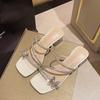 Beautiful thick heel slippers summer wear 2025 new fashion bow rhinestones with skirt women's sandals