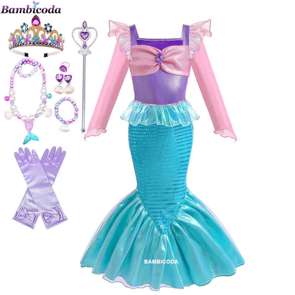 Little Mermaid Dress Princess Cosplay Costume Fish Beauty Birthday Party Halloween Clothing Mermaid Dress For Girl