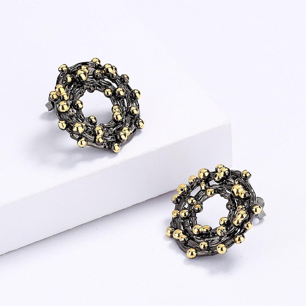 Bohemian Handmade Earrings Colorful Rice Beads Earrings Circle Geometric Black Gold Earrings Party Jewelry Women's Earrings