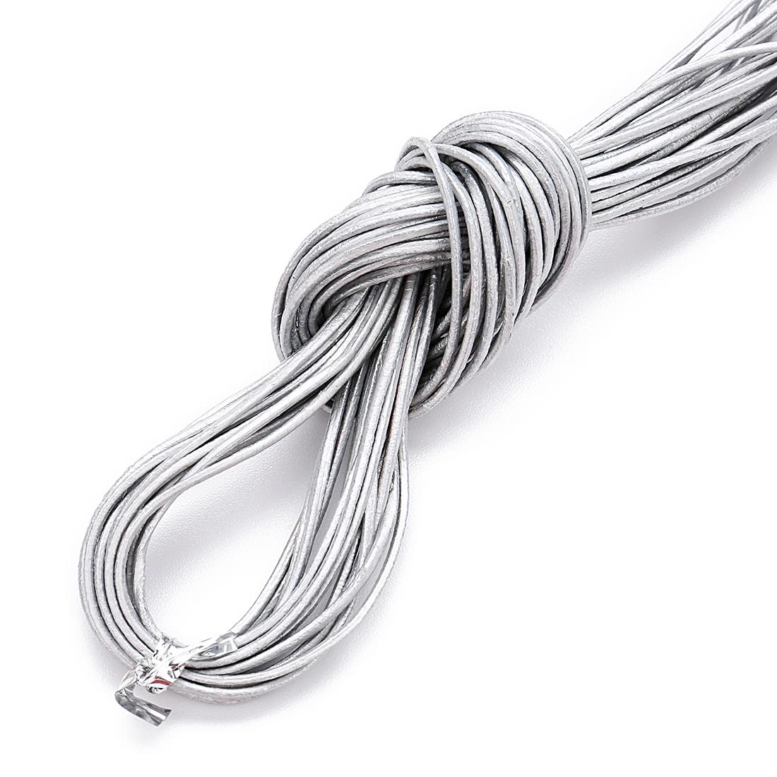 

10yards/lot 1/1.5/2/3 mm Genuine Cow Leather Round Cord Jewelry Cord For DIY Bracelet Findings Rope String For Jewelry Making 1mm срібний