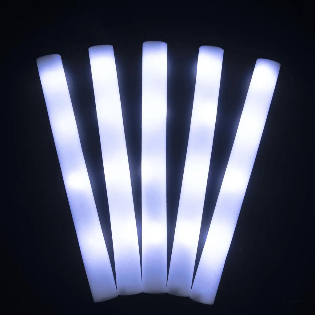 10/20pcs White LED Foam Sticks Light Up Batons Foam Glow Sticks 48cm With 3 Modes Flashing Glow in the Dark Party Supplies