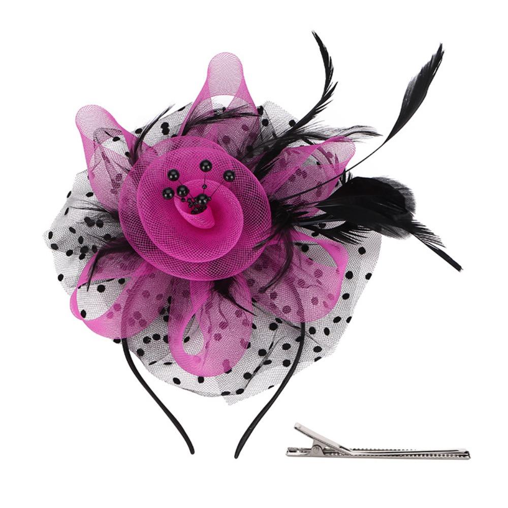 Elegant Tea Party Mesh Hair Band Exquisite Bride Headdress Feathers Fascinator Hat  Dance Show