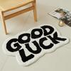 Modern Nordic Letter Flocking Non-Slip Quick-Dry Irregular Floor Mat for Bedroom & Bathroom