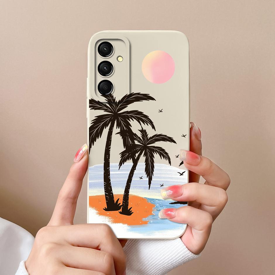 Case For Samsung Galaxy M23 M33 M35 M53 5G Fashion Black Coconut Tree Silicone Soft Cover SamsungM23 M 33 M35 M53 5G Funda Shell