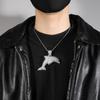 Personalized and creative large dolphin pendant necklace ins hip hop cartoon 5A zircon men and women trendy cool necklace